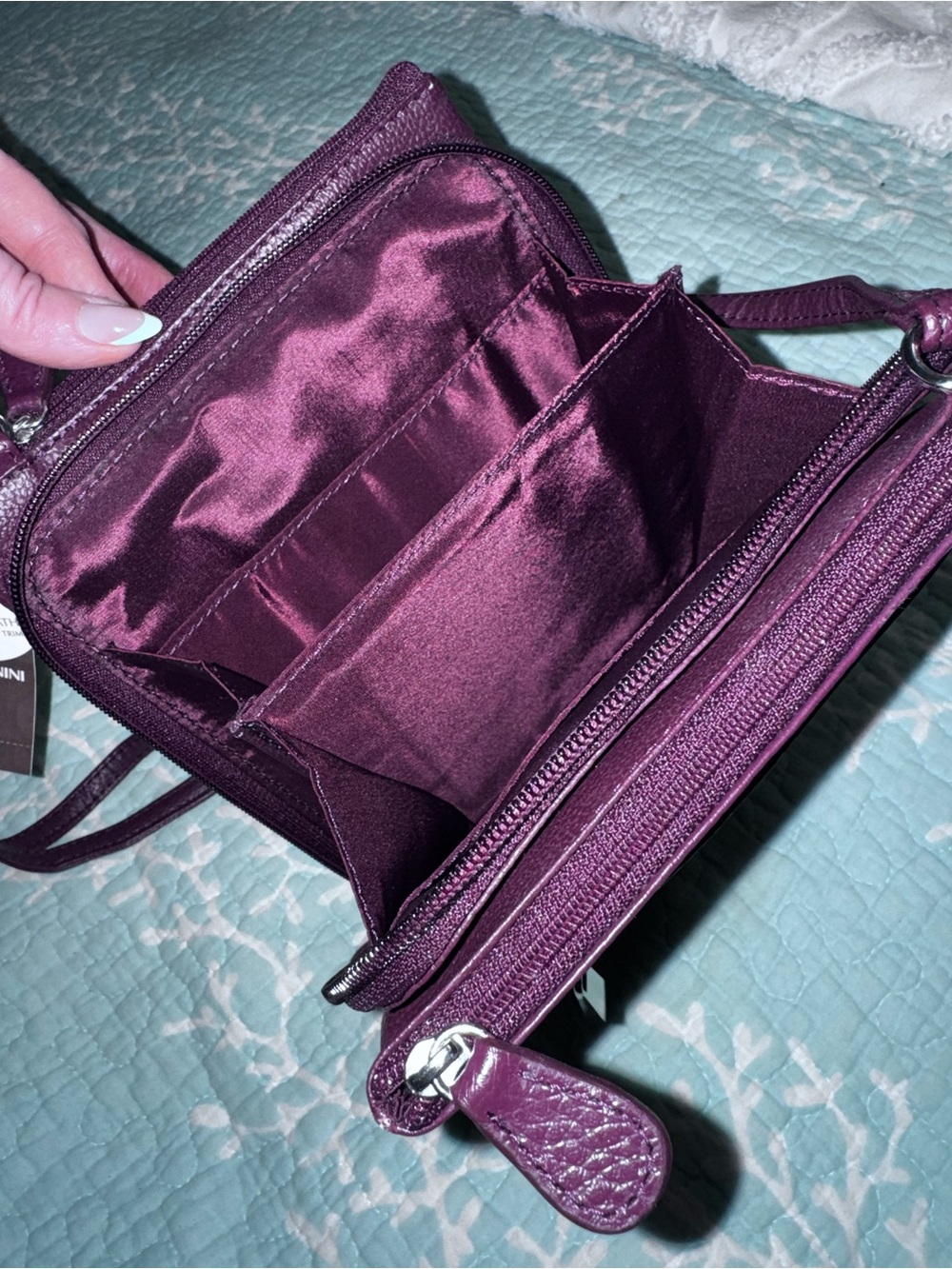 NWT Giani Bernini Softy Core Leather Crossbody Bag - Wine